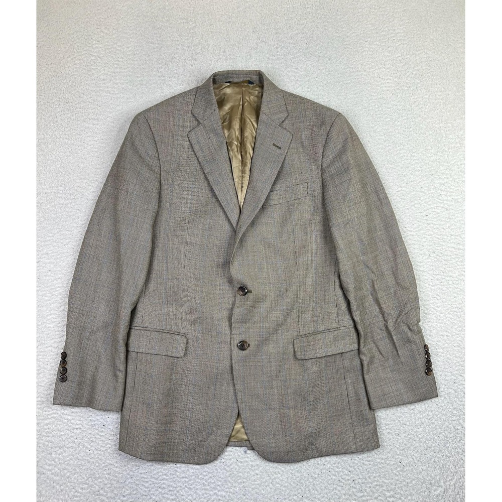 Brooks Brothers Blazer Mens 38R Brown Wool Fitzgerald Fit Windowpane Check